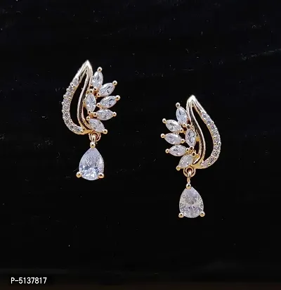 Women's Beautiful Rose Gold Plated CZ/AD Drop earrings for Women & Girls-thumb0