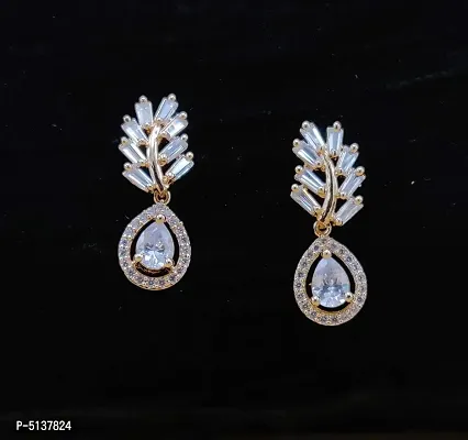 Women's Exotic Rose Gold Plated CZ/AD Drop earrings for Women & Girls