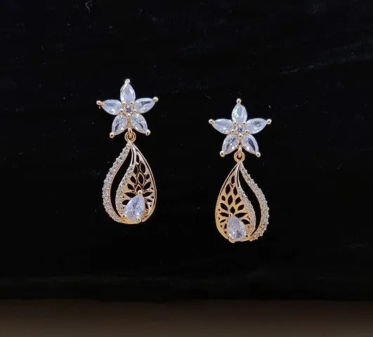Women's Elegant Rose Gold Plated Drop Earrings