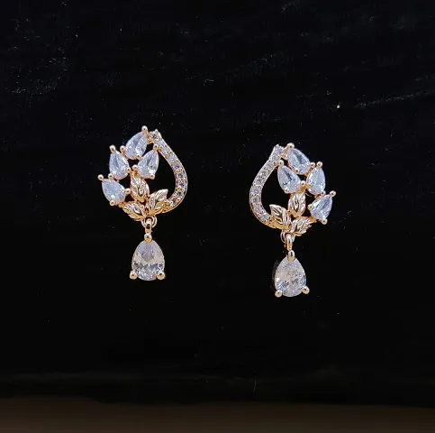 Fashionable Plated Ad/Cz Drop Earring For Girls And Woman