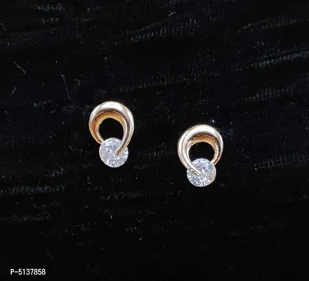 Women's Attractive Rose Gold Plated CZ/AD studs for Women & Girls-thumb0