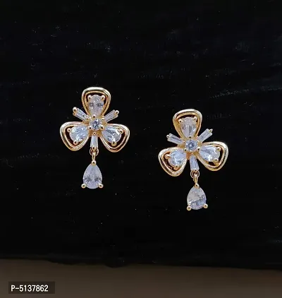 Women's Rich Rose Gold Plated CZ/AD Drop earrings for Women & Girls