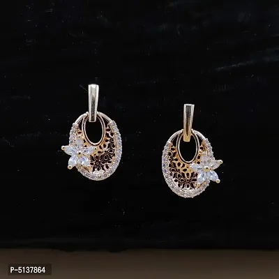 Women's Rich Rose Gold Plated CZ/AD Drop earrings for Women & Girls