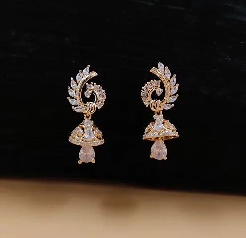 Stylish Alloy Cubic Zirconia Jhumkas For Women