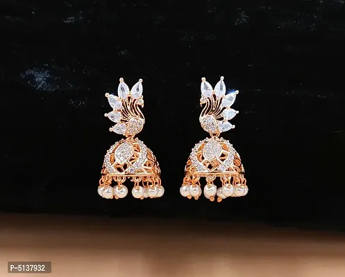 Women's Expensive Rose Gold Plated CZ/AD Drop Earring for Women & Girls
