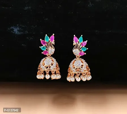 Women's Sparkling Rose Gold Plated CZ/AD Drop Earring for Women & Girls