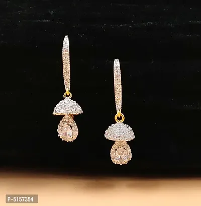 Shimmering Gold Plated American Diamond Drop Earring for Women & Girls