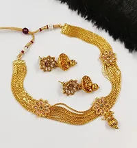 Royal Look Gold Plated Choker Set For Girls And Women-thumb1