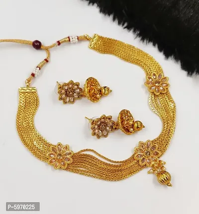 Royal Look Gold Plated Choker Set For Girls And Women-thumb2