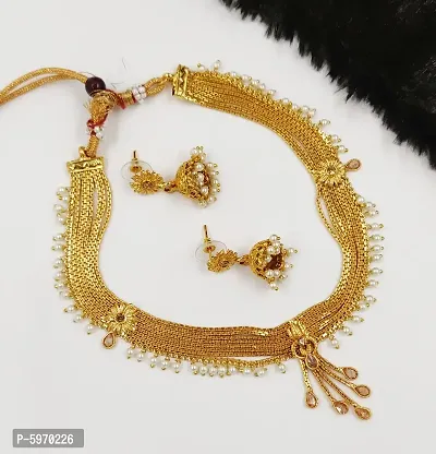 Royal Look Gold Plated Choker Set For Girls And Women-thumb2