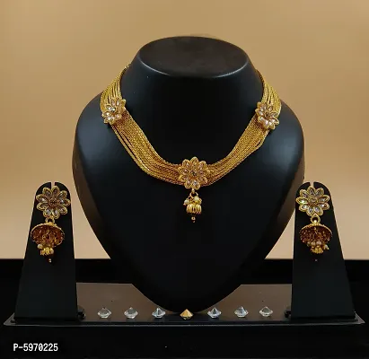 Royal Look Gold Plated Choker Set For Girls And Women