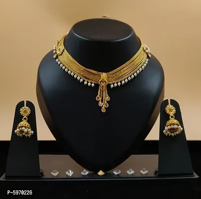 Royal Look Gold Plated Choker Set For Girls And Women-thumb0