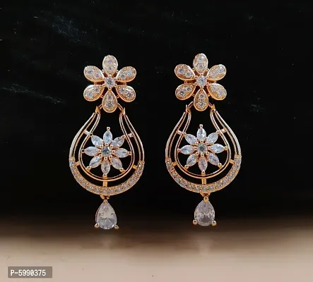 Fancy Gold plated CZ/AD Drop Earring For Girls And Women-thumb0