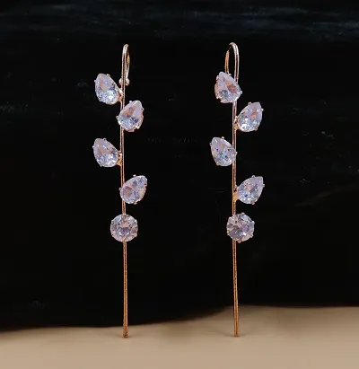Eye-Catching Rose Gold Plated AD/CZ Cuff Earrings
