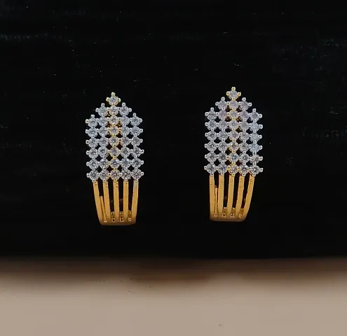 Beautiful White Brass Cubic Zirconia Stud Earrings For Women