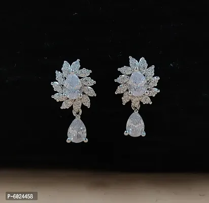 Trendy Alloy Made Silver Plated AD/CZ Drop Earrings For Women and Girls