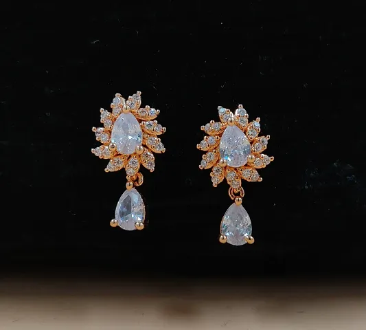 Trendy Alloy Made Plated AD/CZ Drop Earrings For Women and Girls