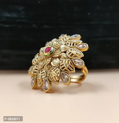 Neelam Charming Matt Gold Plated AD/CZ Finger Ring For Gilrs and Women-thumb0