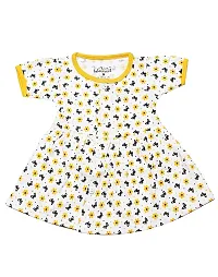 babeezworld Baby Girls Cotton Knee Length Frock Half Sleeve Pack of 3-thumb4