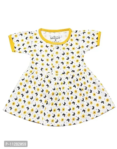 babeezworld Baby Girls Cotton Knee Length Frock Half Sleeve Pack of 3-thumb5