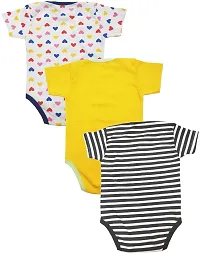 babeezworld Baby Romper Bodysuit Onesies - for Baby Boys and Baby Girls Cotton Half Sleeves Rompers (White, Yellow, Black; 3-6 Months)_Pack of 3-thumb1