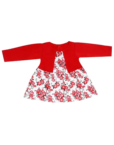 Kids Cotton Fit And Flare Knee Length Dress and Shrug for Girls