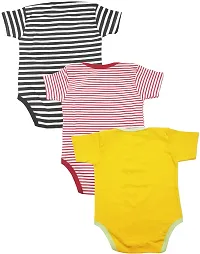 babeezworld Baby Romper Bodysuit Onesies - for Baby Boys and Baby Girls Cotton Half Sleeves Rompers (Black, Red, Yellow; 3-6 Months)_Pack of 3-thumb1