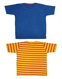 Babeezworld Boy's Round Neck Printed Pure Cotton Half Sleeve Tshirt (Blue & Yellow, 4-5 Years) Pack of 2-thumb1