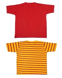 Babeezworld Boy's Round Neck Printed Pure Cotton Half Sleeve Tshirt (Red & Yellow, 3-4 Years) Pack of 2-thumb1
