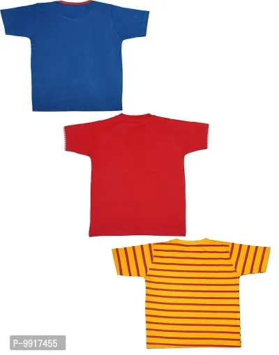 Babeezworld Boy's Round Neck Printed Pure Cotton Half Sleeve Tshirt (Multicolor, 4-5 Years) Pack of 3-thumb2