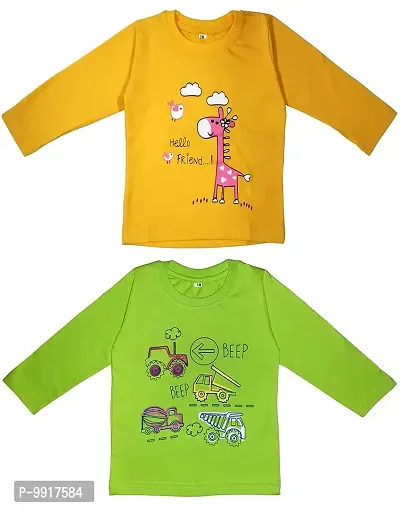 babeezworld Boy's Round Neck Printed Pure Cotton Full Sleeve T-Shirt (2-3 Years, Multicolor 1)