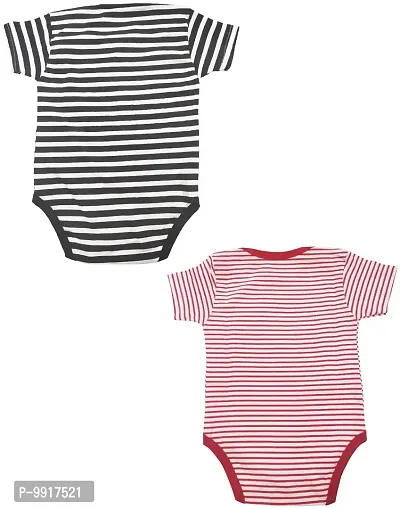 babeezworld Baby Romper Bodysuit Onesies - for Baby Boys and Baby Girls Cotton Half Sleeves Rompers (Black, Red; 12-18 Months)_Pack of 2-thumb2