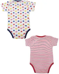 babeezworld Baby Romper Bodysuit Onesies - for Baby Boys and Baby Girls Cotton Half Sleeves Rompers (White, Red; 12-18 Months)_Pack of 2-thumb1