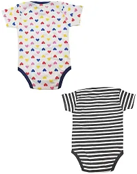 babeezworld Baby Romper Bodysuit Onesies - for Baby Boys and Baby Girls Cotton Half Sleeves Rompers (White, Black; 12-18 Months)_Pack of 2-thumb1