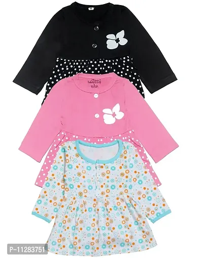 babeezworld Baby Girl?s Knee Length Dress Pure Cotton Pack of 3