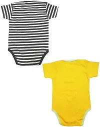 babeezworld Baby Romper Bodysuit Onesies - for Baby Boys and Baby Girls Cotton Half Sleeves Rompers (Black, Yellow; 3-6 Months)_Pack of 2-thumb1