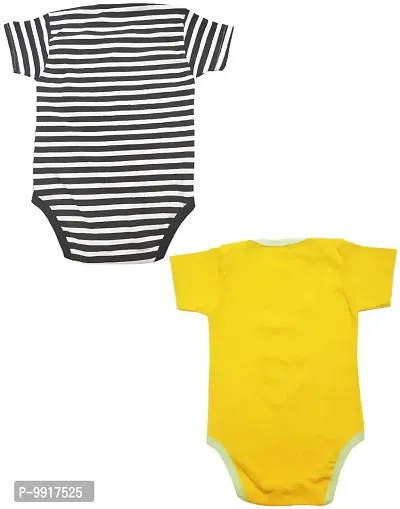 babeezworld Baby Romper Bodysuit Onesies - for Baby Boys and Baby Girls Cotton Half Sleeves Rompers (Black, Yellow; 3-6 Months)_Pack of 2-thumb2