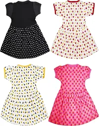 Babeezworld? Cotton Baby Girl Dress -?? Knee Length fit and Flare Dress Frock jhabla Pack of 4-thumb3