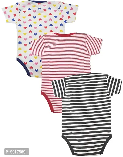 babeezworld Baby Romper Bodysuit Onesies - for Baby Boys and Baby Girls Cotton Half Sleeves Rompers (White, Red, Black; 12-18 Months)_Pack of 3-thumb2