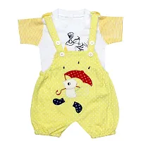 babeezworld dungaree for boys & girls Casual printed pure cotton-pack of 2 (Blue & Yellow; 6-9 Months)-thumb2