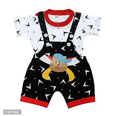 babeezworld dungaree for boys  girls Casual printed pure cotton-pack of 1 (Black  White; 3-6 Months)