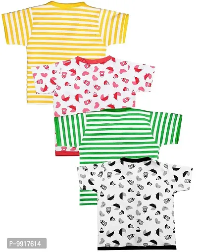 Babeezworld Cotton Half Sleeve Jhabla ? Front Open Tshirt Jabla Vest for Baby Boys and Baby Girls (Blue Black Red Green;Pack of 4) (6-12 Months, Black Red Yellow Green)-thumb2