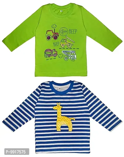 babeezworld Boy's Round Neck Printed Pure Cotton Full Sleeve T-Shirt (2-3 Years, Multicolor)