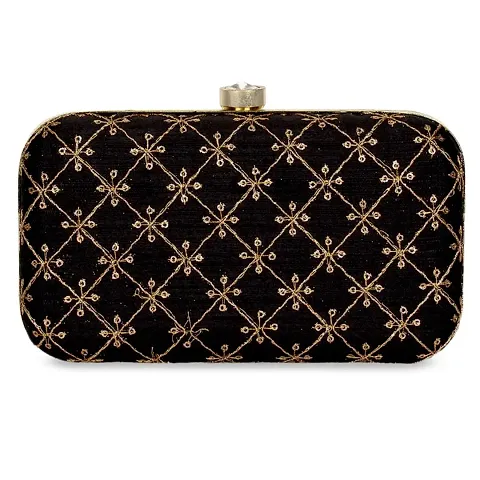 Attractive Tulle Embroidered Faux Silk Clutch