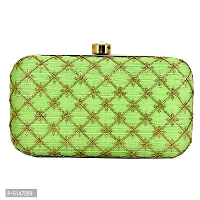 Attractive Tulle Embroidered Faux Silk Clutch