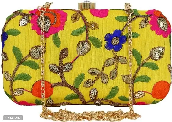 Attractive Tulle Embroidered Faux Silk Clutch-thumb0
