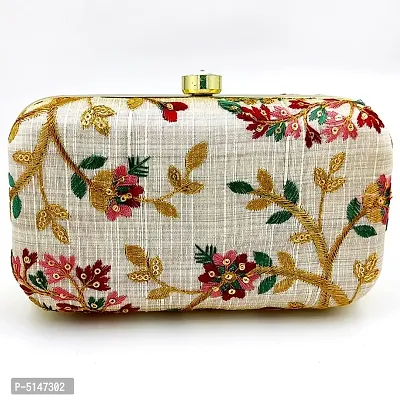 Attractive Tulle Embroidered Faux Silk Clutch