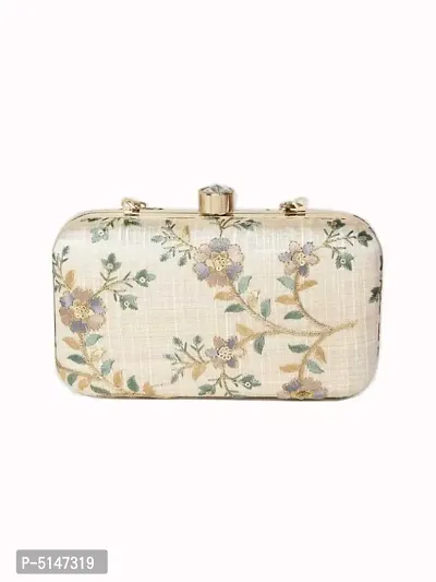 Attractive Tulle Embroidered Faux Silk Clutch-thumb0