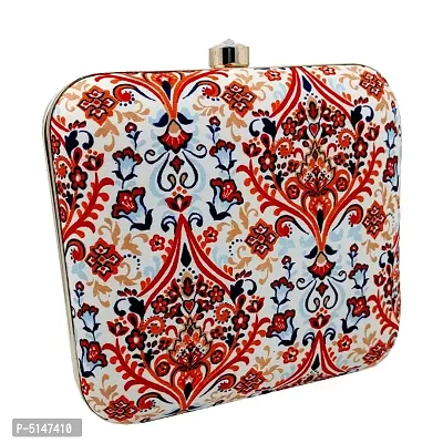 Attractive Printed Box Clutch Bridal Party Purse Clutch Box with Detachable Sling-thumb0