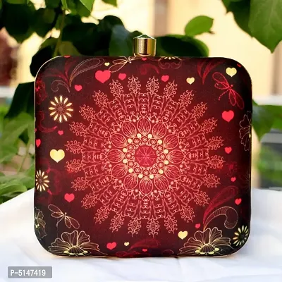 Attractive Printed Box Clutch Bridal Party Purse Clutch Box with Detachable Sling-thumb0